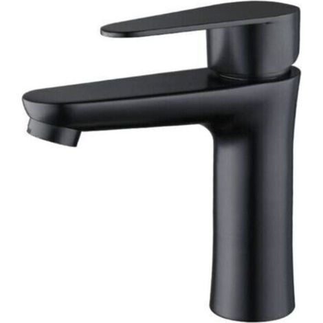Mitigeur lavabo salle de bain noir mat, robinet élégant pour lavage des mains avec arrivée d'eau chaude et froide (1/4)