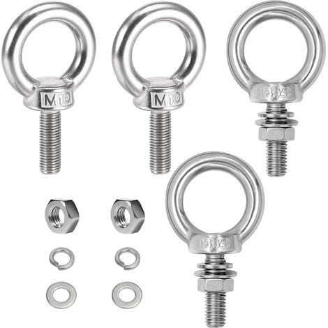 Hebering – 4 Stück – Edelstahl 304 – M10x30 mm Augenschraube – Zum Aufhängen und Befestigen – Silber (1/5)