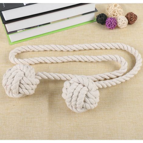 Filiyano-boule décorative beige pour fenêtre, en coton tissé à la main, avec pendentif. (1/4)