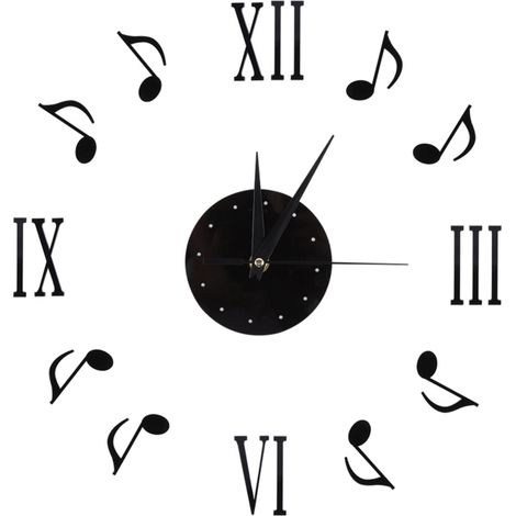 Horloge murale à motif de notes de musique avec cadran en vinyle et chiffres romains 3D pour la décoration intérieure (1/5)
