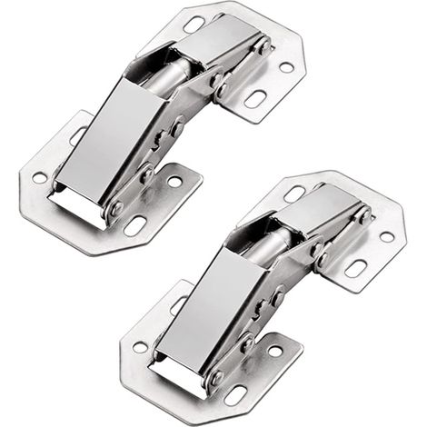 Cerniere a scomparsa di piccole dimensioni a 90 gradi per ante di mobili da cucina, per pannelli con spessore da 8 a 14 mm.