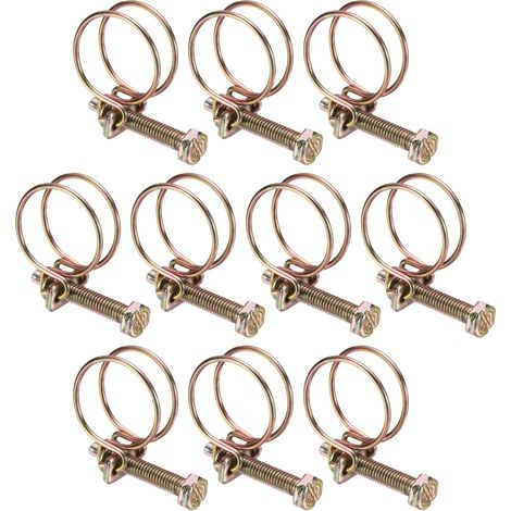 10pcs Collier De Serrage Réglable À Double Fil 21-25mm Collier De Serrage En Acier Carbone Pour Tuyau Flexible Pour Collecteur De Poussière PVC Caoutchouc Pompe De Piscine (1/5)