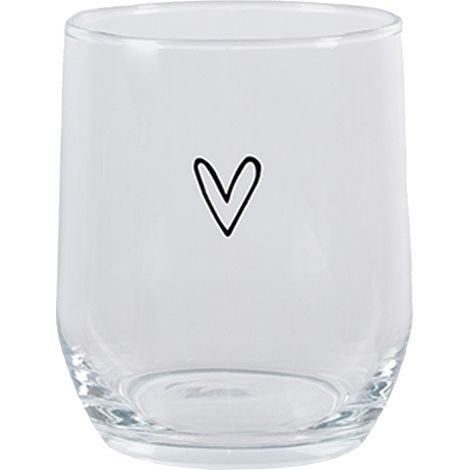 Verre à Eau Design Cœur Gobelet en Verre Transparent pour Boisson et Table 300 ml - PANGIVO (1/3)