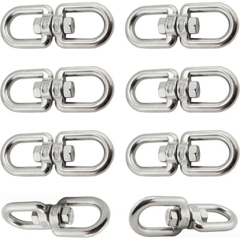 6-teiliges Set M6-Doppelgelenk-Drehhaken aus Edelstahl 304, für Schaukeln, Hängesessel und Sandsäcke