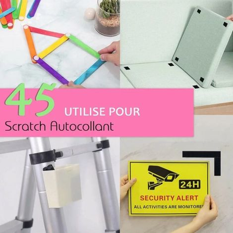 Ahlsen Scratch Autocollant Extra Fort 10M, Rubans Adhésifs Double Face Bande Agrippantes Adhésives (Noir) (1/4)