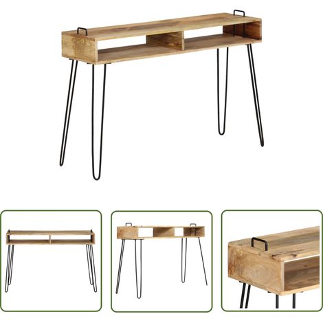 The Living Store Konsolentisch Mangoholz Massiv 115 x 35 x 76 cm - Mangoholz Tisch - Konsolentisch - Wohnraumdeko - Sideboard - Industriel Stil (1/5)