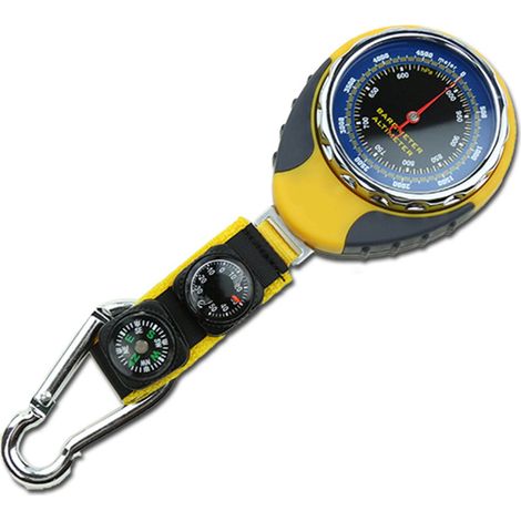 Altimètre, montre altimètre, baromètre, boussole, thermomètre barométrique, instruments météorologiques, baromètre mécanique multifonction de haute précision, baromètre d'alpinisme jaune (1/5)