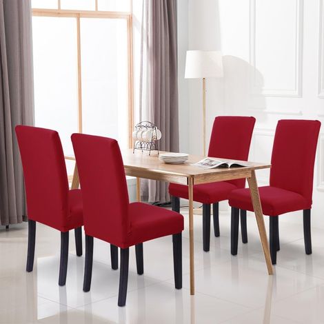 Housse de chaise en velours, housse de chaise de salle à manger douce et élastique, très facile à nettoyer, bouquet, hôtel, décoration de restaurant, taille du produit : 22184cm (2pcs, vin rouge) (1/2)