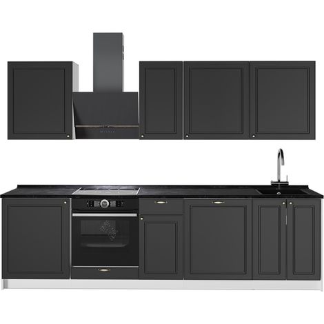 Cucina componibile Fame-Line, Oro-antracite rustico/Bianco, 280 cm, PL Antracite, Vicco (1/5)