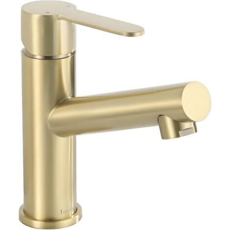 Robinet Lavabo Doré pour Salle de Bains, Mitigeur Lavabo Monocommande, Robinetterie de Lavabo en Acier Inoxydable, Cartouche Céramique, Mousseur Remplaçable (1/5)