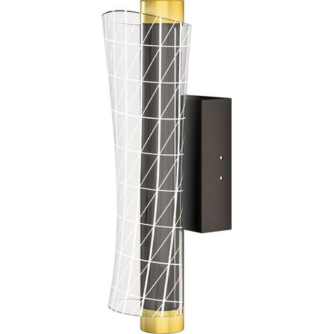 Applique murale d'intérieur avec éclairage LED, design en grille, lampe de chevet à intensité variable, métal, noir (1/5)