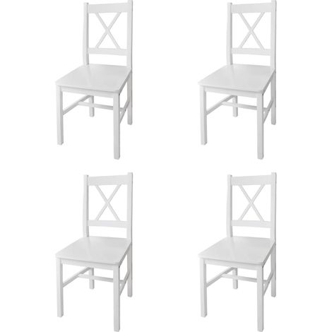 vidaXL Sillas de comedor 4 unidades madera de pino blanco (1/4)