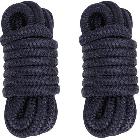 Ortviai Cordes d'amarrage pour bateau en nylon tressé double, 12,7 mm × 4,5 m, bleu marine, 2 pièces (1/5)