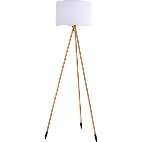 Lampadaire trépied sans fil design scandinave couleur bois extérieur LED blanc chaud/blanc dimmable H155cm (1/5)