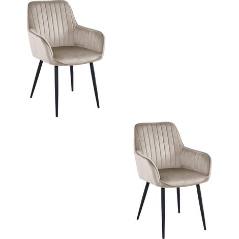 Set di 2 sedie con braccioli Solden in velluto beige (1/5)