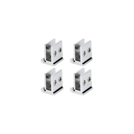 Set di 4 cerniere per ante in vetro, angolo di apertura 0°, cerniere a morsetto per mobili da cucina, vetrine, box doccia, per vetro con spessore da 5 mm a 8 mm (argento) - Crezuo