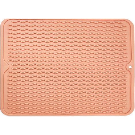 Tapis de séchage en silicone, adapté à de multiples usages, facile à nettoyer, écologique, résistant à la chaleur - Rose (1/5)