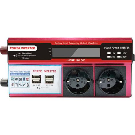2000W (max. power) power inverter for car, caravan, boat, 500W, 800W inverter, DC 12V, 24V to 120V, 220V (color: 900W, red, 2000W, size: 24V) (1/5)