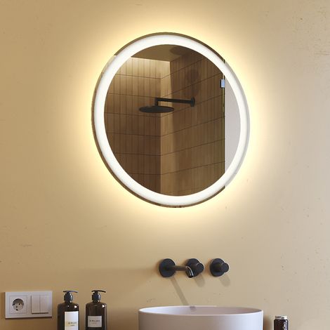 Espejo de baño redondo con luz LED (60 cm) Espejo con luz LED (LED076) (1/4)