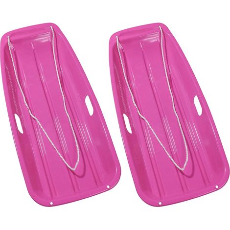 Lot de 2 luges à neige portables légères avec corde de traction et poignées résistantes au froid pour la neige, la plage, le parc (1/5)