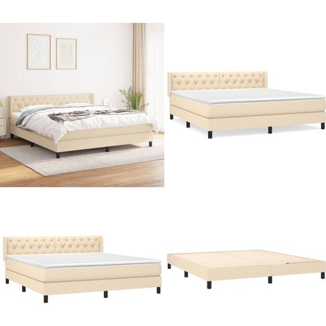 Boxspringbett mit Matratze Creme 160x200 cm Stoff - Boxspringbett - Doppelbett - Cremefarbenes Bett - Bettrahmen - Lattenrost - Home & Living (1/5)