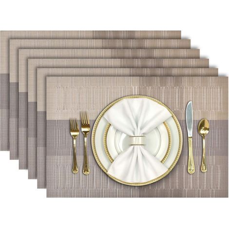 Placemats, set of 6 washable and non-slip PVC placemats, heat and wear resistant, easy to clean, 45 cm x 30 cm (1/5)