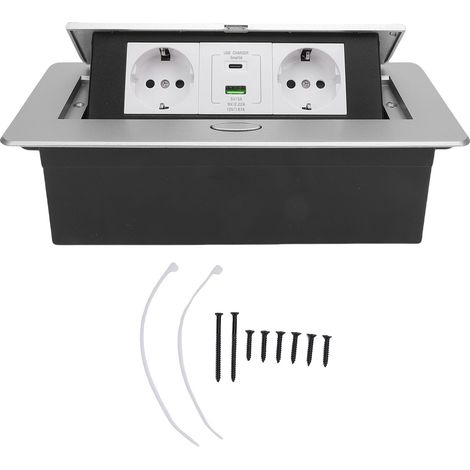 Multiprise Pop-Up couleur argent 20W USB, charge rapide, résistant à la pluie, prise de comptoir intégrée pour la maison (1/5)