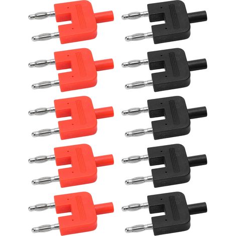 10er-Packung zweireihige Bananenstecker aus vernickeltem Messing, hervorragende elektrische Leitfähigkeit, Doppelanschluss für Autos (1/5)