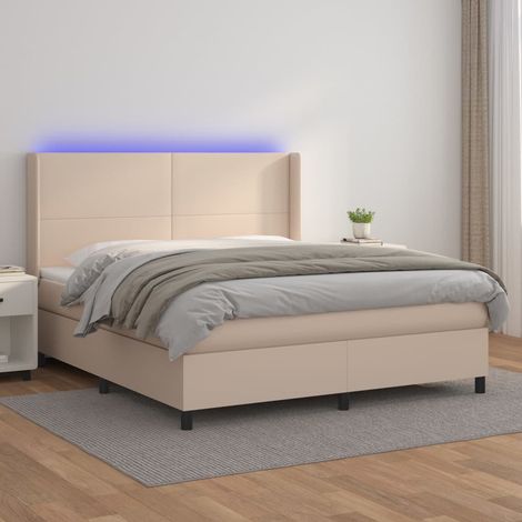 Sommier à lattes de lit matelas LED Cappuccino 180x200 cm vidaXL (1/5)