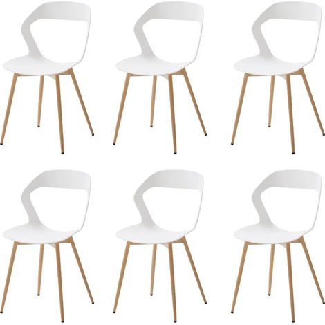 Wokaka Set di 6 sedie da pranzo - Stile scandinavo - Sedie in plastica - Bianco