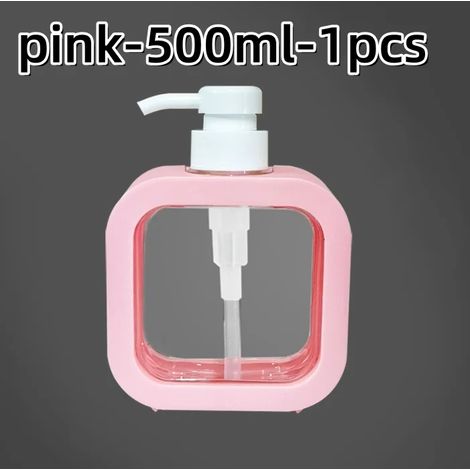 (rose - 500 ml - 1 pièce) Distributeur de savon de salle de bain rechargeable pour lotion, shampoing et gel douche, flacon pompe de voyage vide (1/5)