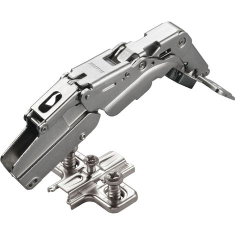 2 x Salice Topfband 155° Serie 200 Bohrbild T45 Innenanschlag inkl. Kreuz-Montageplatte Höhe 3 mm mit vormontierten Euroschrauben und Langlochverstellung Topfscharnier von SOTECH (1/4)