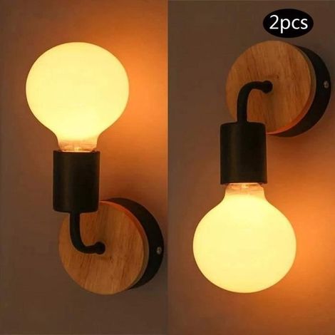 Set mit 2 schwarzen Wandleuchten für den Innenbereich, E27-Fassung, Retro-Wandlampen, 60 W, dekorative Leuchten für Wohnzimmer, Schlafzimmer und Restaurant (1/4)