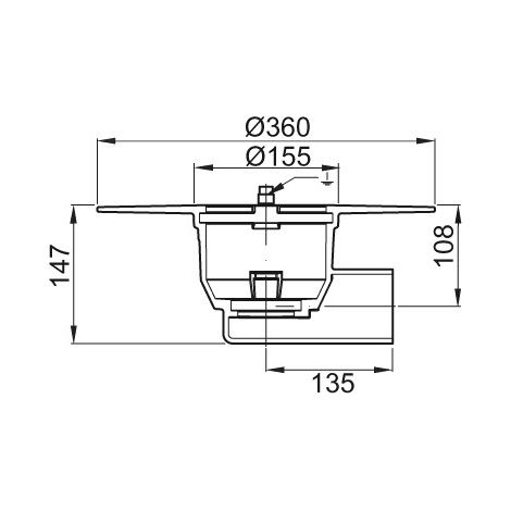 ACO Bodenablauf Passavant DN70 1,5 Grad/1,6/s/Klebefl./ohne WS/epoxiert, 5170.80.20