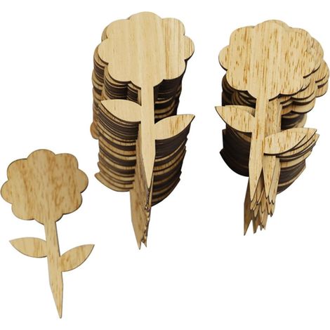 60 étiquettes décoratives en bois pour plantes de jardin (1/5)