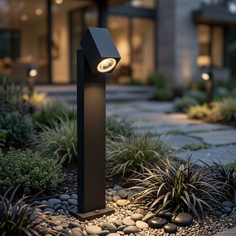 Gartenleuchte Außenstehlampe Wegeleuchte schwarz mit verstellbaren Spot, Aluminium , 1x GU10, IP44, 80x10,5x11,75cm (1/4)