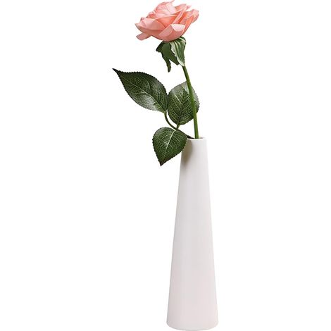 Vase minimaliste en verre blanc de 22 cm de hauteur pour bureau, maison, décoration, vase unique pour la maison, le mariage, la décoration de Noël (1/5)