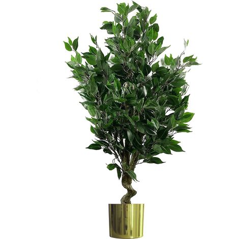 110cm Leaf Realistic Artificial Ficus Tree / Plant Gold Planter (1/5)