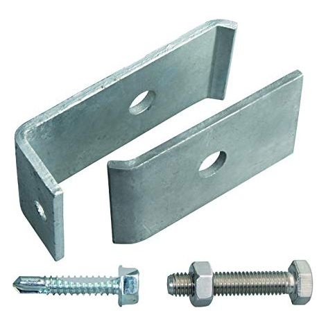 Alberts 672829 Set di fissaggio per griglie di rete, per il fissaggio su muri o pali, zincato a caldo (1/4)