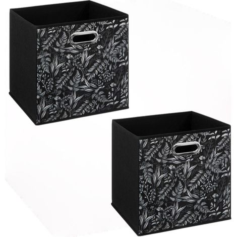 Lot de 2 boites de rangement cube en tissu à motif botanique MIX'N MODUL (1/5)
