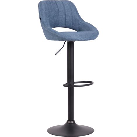 Taburete de bar Milet en tela con base metálica Azul Negro