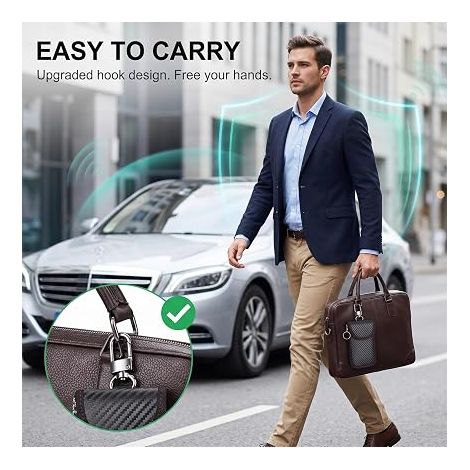 Pochette Faraday pour Clé Voiture, Étui Anti RFID Blocage de Signal pour Sécurité Antivol, Sac de Protection Ondes avec Crochet et Anneau, Porte-Clé de Voiture Universel - Petit (1/4)