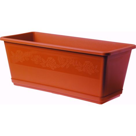 Balconella Jardinière Vase Avec Soucoupe Cm 40 Plastique Terre Cuite Bama