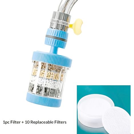11pcs Six-Stage Filter Faucet Water Purifier Set: 1 Filter Head + 10 Filter Cartridges, Anti-Splash High-Pressure Water-Saving Aerator, 360° Rotatable Kitchen and Bathroom Sink Water Purifier, Suitabl (1/5)