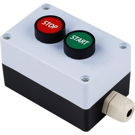 Bouton Poussoir Etanche Boîtier de Commutation à Bouton-poussoir Momentané Electrique Button Box Interrupteur à Bouton-poussoir avec Démarrage, Arrêt, Panneau Rouge et Vert NO NC (1/5)