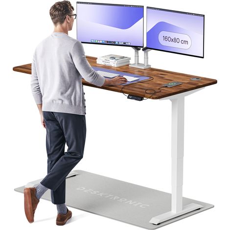 Desktronic Bureau assis debout HomePro - 160x80cm - Noyer/Blanc
