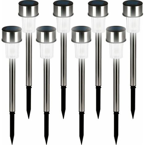 8x Lampes solaires de Jardin luminaire extérieur LED acier inoxydable Jardin Eclairage solaire blanc chaud (1/4)