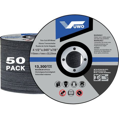 Disque à Tronçonner - 50 Disques 115mm x 1mm x 22,23mm Standard Disque de Coupe Ø 115 mm Mince Meuleuse d'angle pour Acier Inox Fer Métal Aluminium Alliages Bois (1/5)