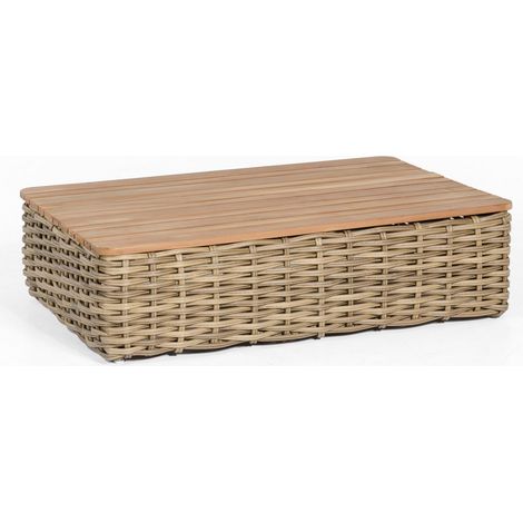 Lounge-Tisch Sands PE-Kunststoffgeflecht Teak/Light Oaks B/T/H 120/80/32 cm Sonn