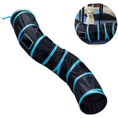 Tunnel interactif pour chats d'intérieur, jouet tunnel pour lapins, tunnel de jeu pour chats, chatons, lapins et chiots, noir, forme S, 120 cm (1/5)